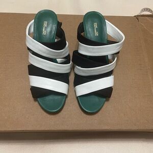 Diane Von Furstenberg Black and White Striped Sandals